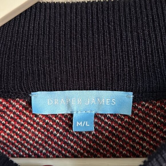 Draper JamesNassau Navy Multi Knit Sweater Fairsle Cape NWT size L - Picture 8 of 11